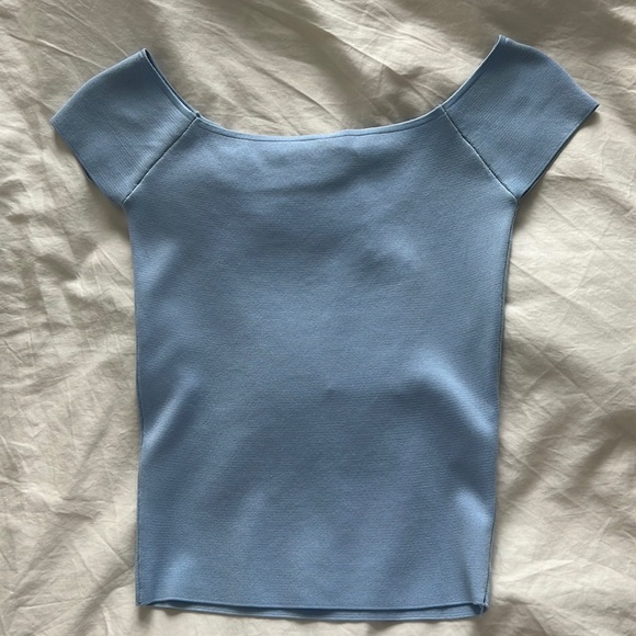 Zara Tops Brand New Zara Baby Blue Crop Top Poshmark